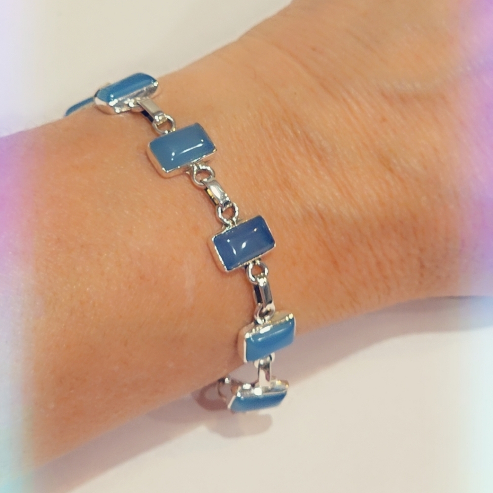 Chalcedony 925 Sterling Silver Bracelet